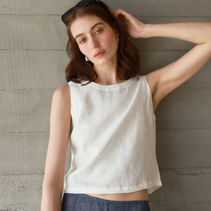 Linen Vest Front and Back Wearable Crop Top Design Sense Women's Sleeveless Loose Waistcoat - The Nex Store