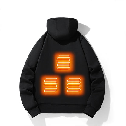 European and American zipper cardigan heating hoodie intelligent hooded five zone heating jacket outdoor warm electric clothing for men - The Nex Store