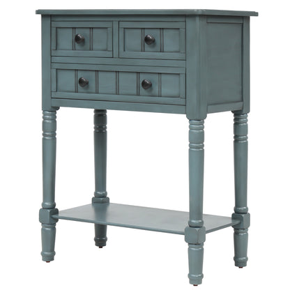 TREXM Narrow Console Table, Slim Sofa Table with Three Storage Drawers and Bottom Shelf for Living Room, Easy Assembly (Navy) - The Nex Store