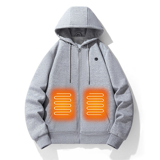European and American zipper cardigan heating hoodie intelligent hooded five zone heating jacket outdoor warm electric clothing for men - The Nex Store