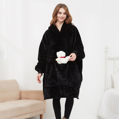 USB carbon fiber heated lazy blanket can be worn in winter, thick heating, washable lazy hoodie electric blanket - The Nex Store
