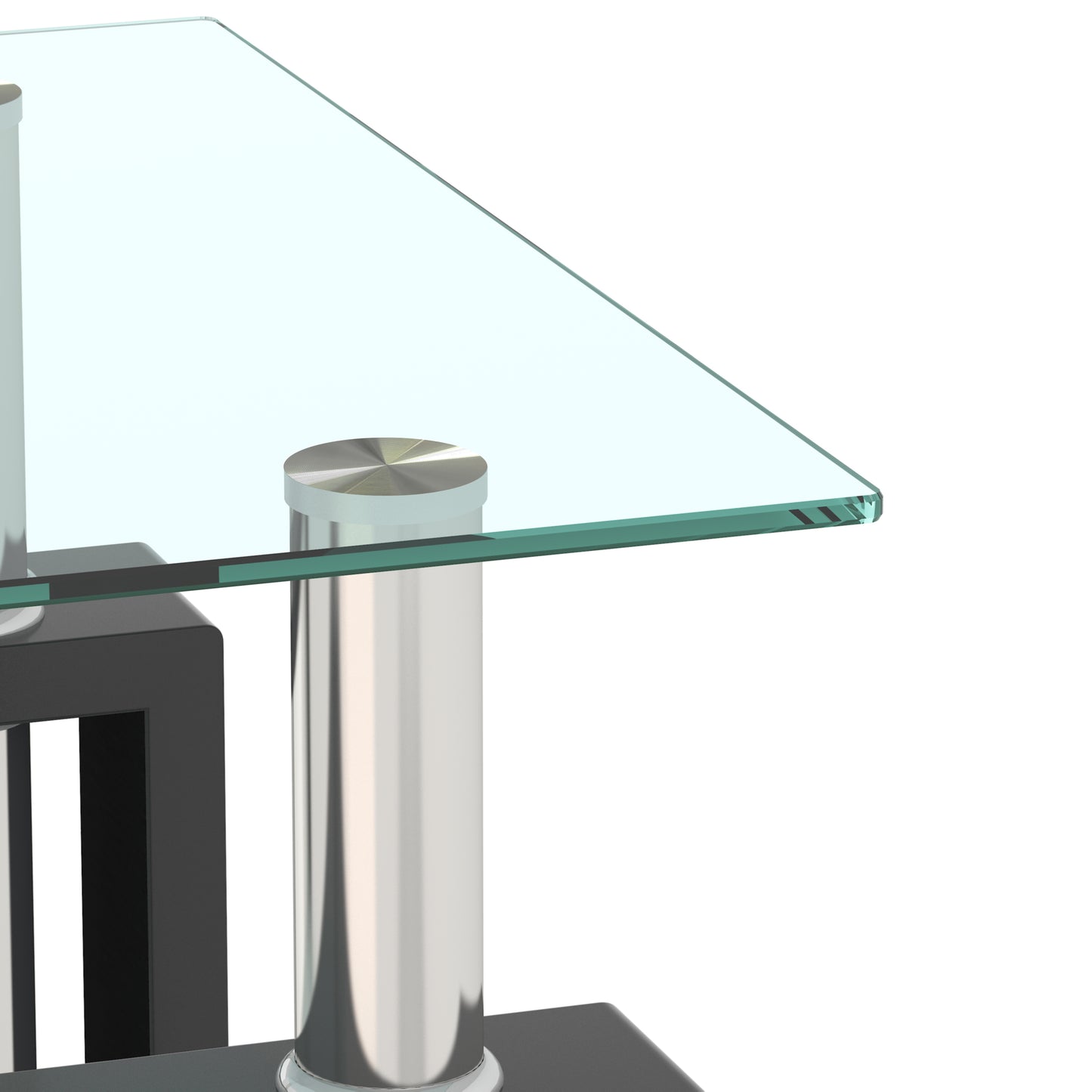 1-Piece Modern Tempered Glass Tea Table Coffee Table End Table, Square Table for Living Room, Transparent/Black - The Nex Store