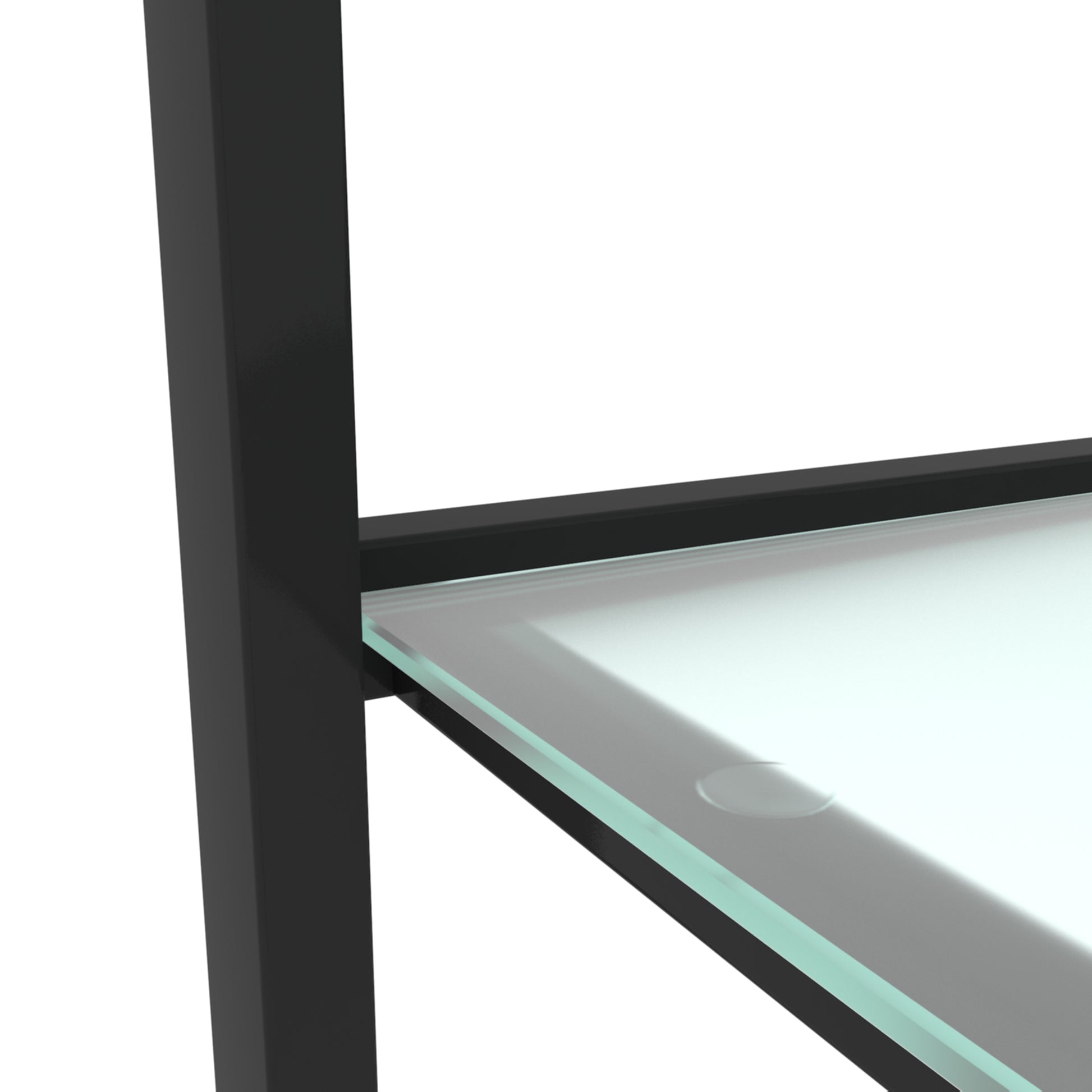 Glass two layer tea table, small round table, bedroom corner table, living room black side table - The Nex Store