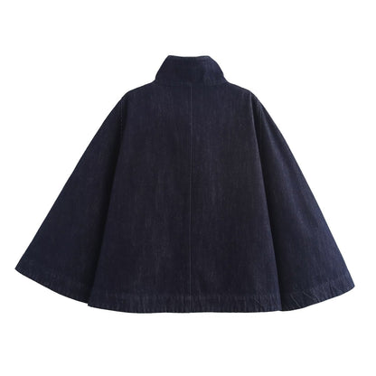 European and American women's autumn and winter new street fashion casual denim cape jacket - The Nex Store