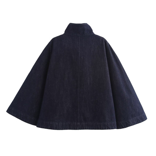 European and American women's autumn and winter new street fashion casual denim cape jacket - The Nex Store
