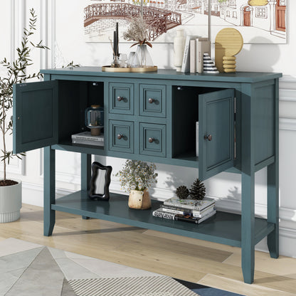 REXM Cambridge Series Spacious Storage Retro Console Desk with Four Small Drawers and Bottom Shelf - The Nex Store