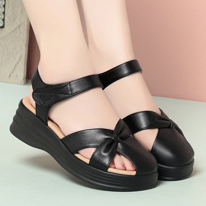 Thick Sole Summer Women's Shoes Soft Leather Comfortable Beach Sandals Outdoor Wear Soft Sole Mother's Sandals Lightweight - The Nex Store