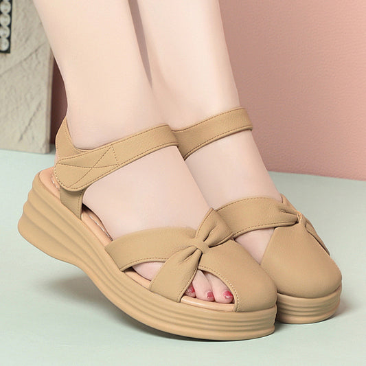 Thick Sole Summer Women's Shoes Soft Leather Comfortable Beach Sandals Outdoor Wear Soft Sole Mother's Sandals Lightweight - The Nex Store