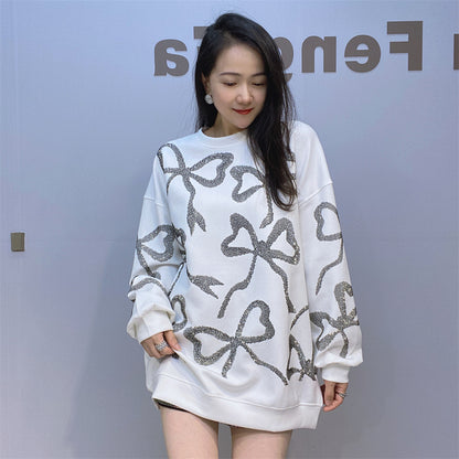 European and American diamond studded casual fashion versatile loose and high-end trendy women's hoodie - The Nex Store