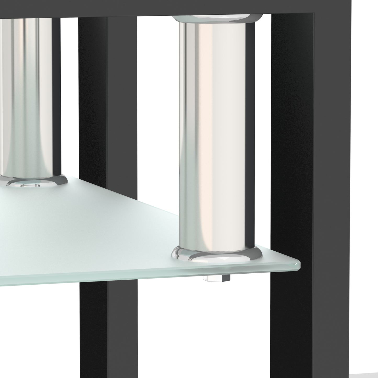 1-Piece Modern Tempered Glass Tea Table Coffee Table End Table, Square Table for Living Room, Transparent/Black - The Nex Store