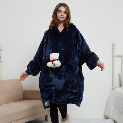 USB carbon fiber heated lazy blanket can be worn in winter, thick heating, washable lazy hoodie electric blanket - The Nex Store