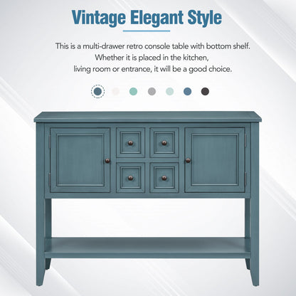 REXM Cambridge Series Spacious Storage Retro Console Desk with Four Small Drawers and Bottom Shelf - The Nex Store