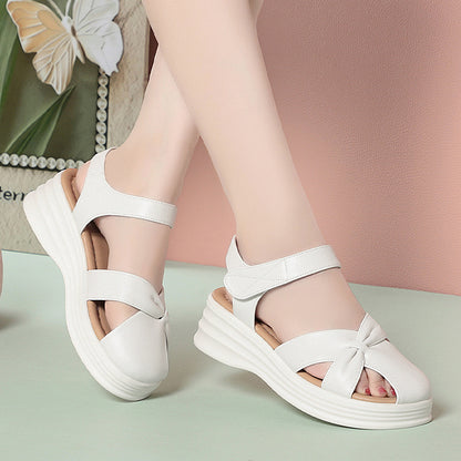 Thick Sole Summer Women's Shoes Soft Leather Comfortable Beach Sandals Outdoor Wear Soft Sole Mother's Sandals Lightweight - The Nex Store