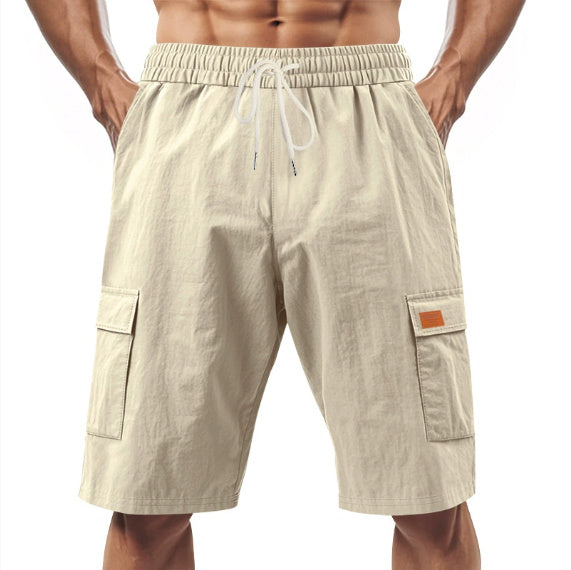 Loose Sports And Leisure Solid Color Linen Drawstring Shorts - The Nex Store