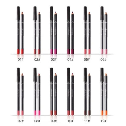 12Pcs Women Waterproof Lipstick Long Lasting Matte Lip Liner Pencil Lip Pen Set - The Nex Store