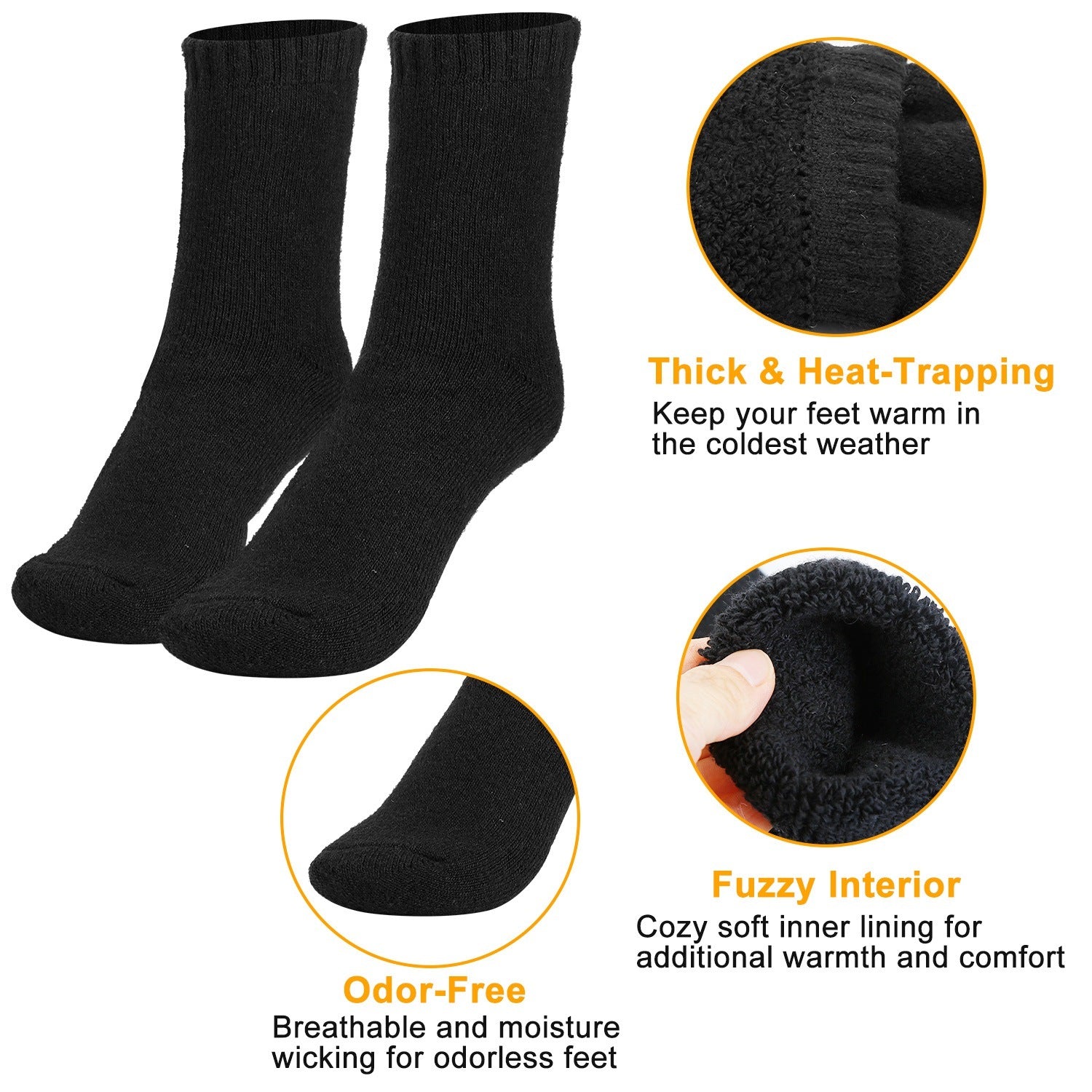 3 Color Options -- 3 Pairs Men Warm Wool Socks Soft Cozy Winter Thermal Socks For Men Thick Heat-Trapping Moisture Wicking Socks Indoor Outdoor - The Nex Store