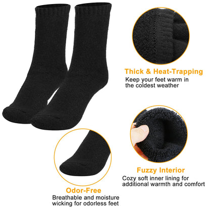 3 Color Options -- 3 Pairs Men Warm Wool Socks Soft Cozy Winter Thermal Socks For Men Thick Heat-Trapping Moisture Wicking Socks Indoor Outdoor - The Nex Store