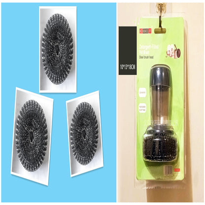Kitchen Soap Dispensing Palm Brush Cleaner Push-type Brush Kitchen Detergent Tools - The Nex Store