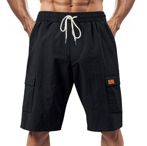 Loose Sports And Leisure Solid Color Linen Drawstring Shorts - The Nex Store