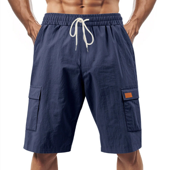 Loose Sports And Leisure Solid Color Linen Drawstring Shorts - The Nex Store