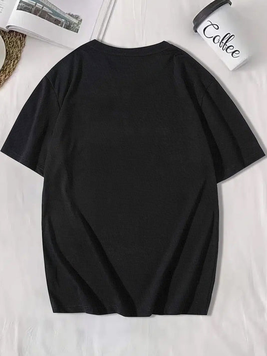 Men's Casual Round Neck T-shirt With Inspirational Bible Scripture Print, Regular Style Short Sleeved Knitted Fabric Top, Suitable For Summer Outings - The Nex Store