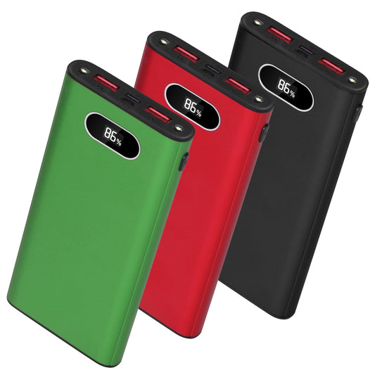 Green-Black-Red Color Options -- 1Pc 20000Mah Power Bank Portable Charger External Battery Pack 22.5W Super Fast Charging With LED Display Flashlight Fit For IOS Phone - The Nex Store