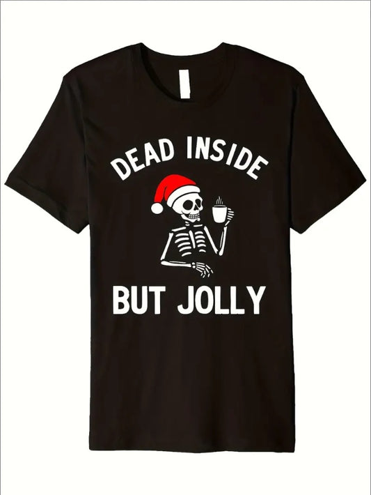The Heart Is Dead, But The Jolly Funny Christmas Skull Wears A Santa Hat On His High-end T-shirt - The Nex Store