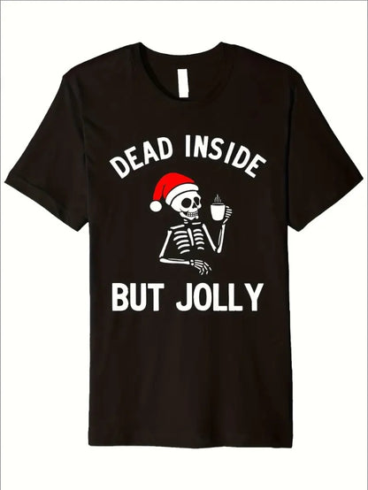 The Heart Is Dead, But The Jolly Funny Christmas Skull Wears A Santa Hat On His High-end T-shirt - The Nex Store