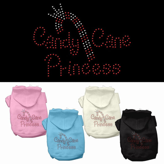 Christmas Pet Dog & Cat Hoodie Rhinestone, "Candy Cane Princess" - The Nex Store